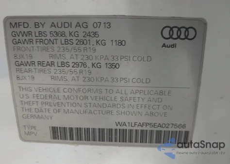 2014 Audi Q5 2.0T Premium из США, поврежденный, VIN WA1LFAFP5EA027566